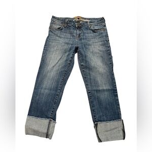 Kut from the Kloth Blue Ankle Cropped Jeans with Distressed Look